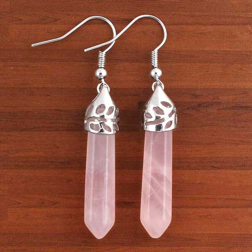 Fashion Personalized Natural Crystal Gemstone Hexagon Earrings