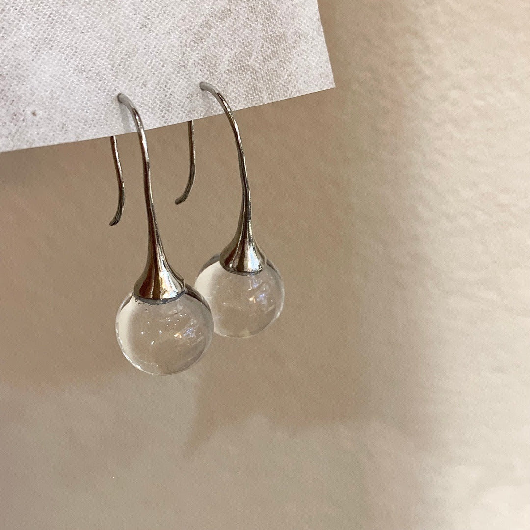 Women's Feeling French Retro Simple Super Transparent Crystal Ball Niche Design Ear Hook