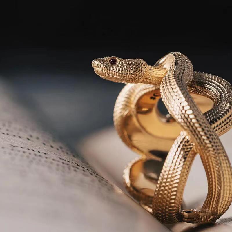 Retro Python Dark Punk Three-dimensional Snake Cord For Ring
