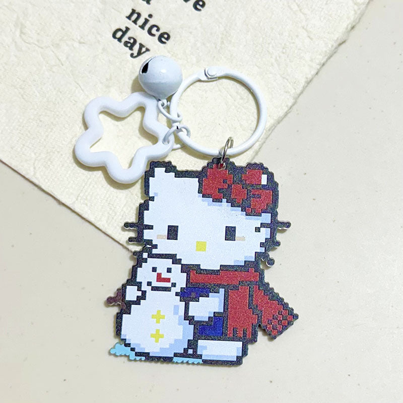 Pixel Cartoon Key Button Schoolbag Cute Acrylic Hang Decorations Hanging Ornaments
