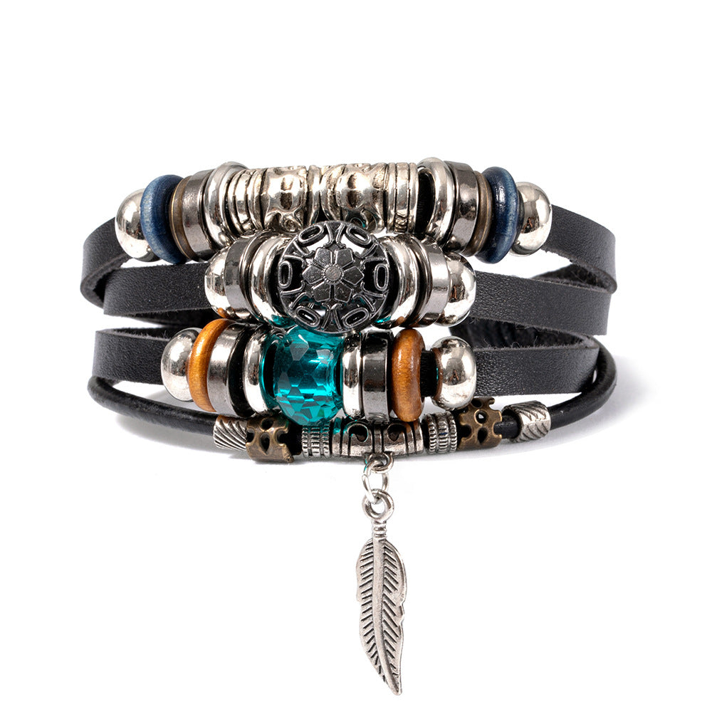 Vintage Turquoise Devil's Eye Leather Trend Bracelets