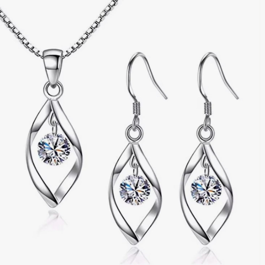 Korean Style Rotating Love Zircon Twist Jewelry Set