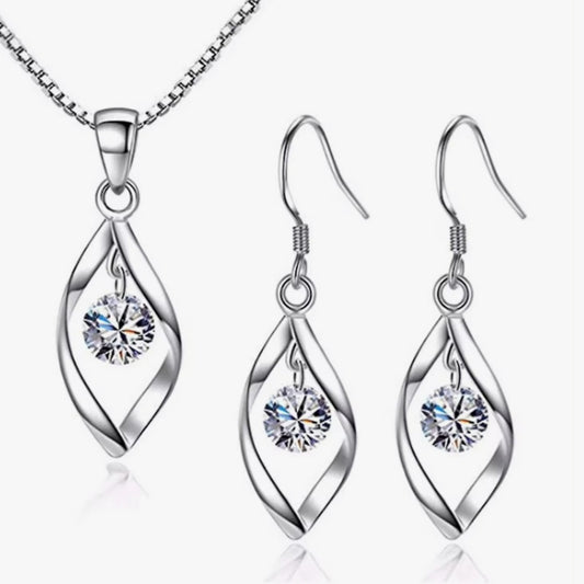 Korean Style Rotating Love Zircon Twist Jewelry Set