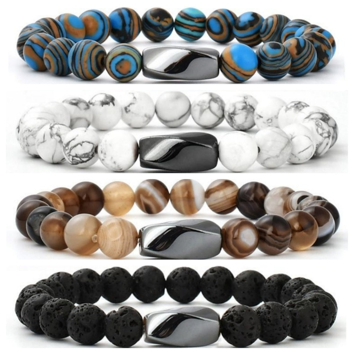 Lucky Shaped Hematite Stretch Beaded Beads Natural Bracelet
