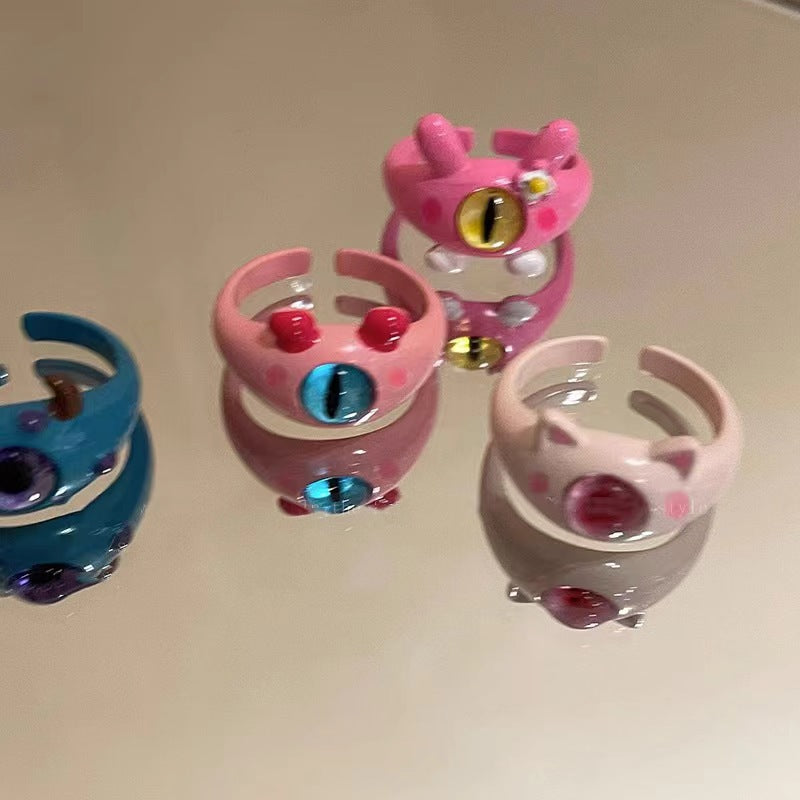 Childlike Cute Funny Black Kitty Monster Female Niche Index Finger Bracelets