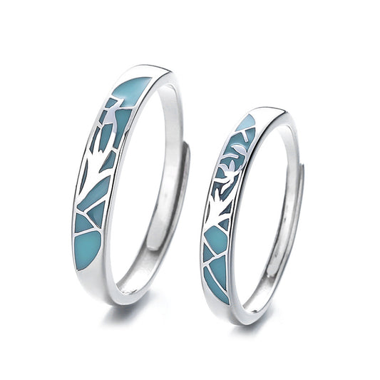 White Porcelain Sterling Sier Female Male Niche Rings