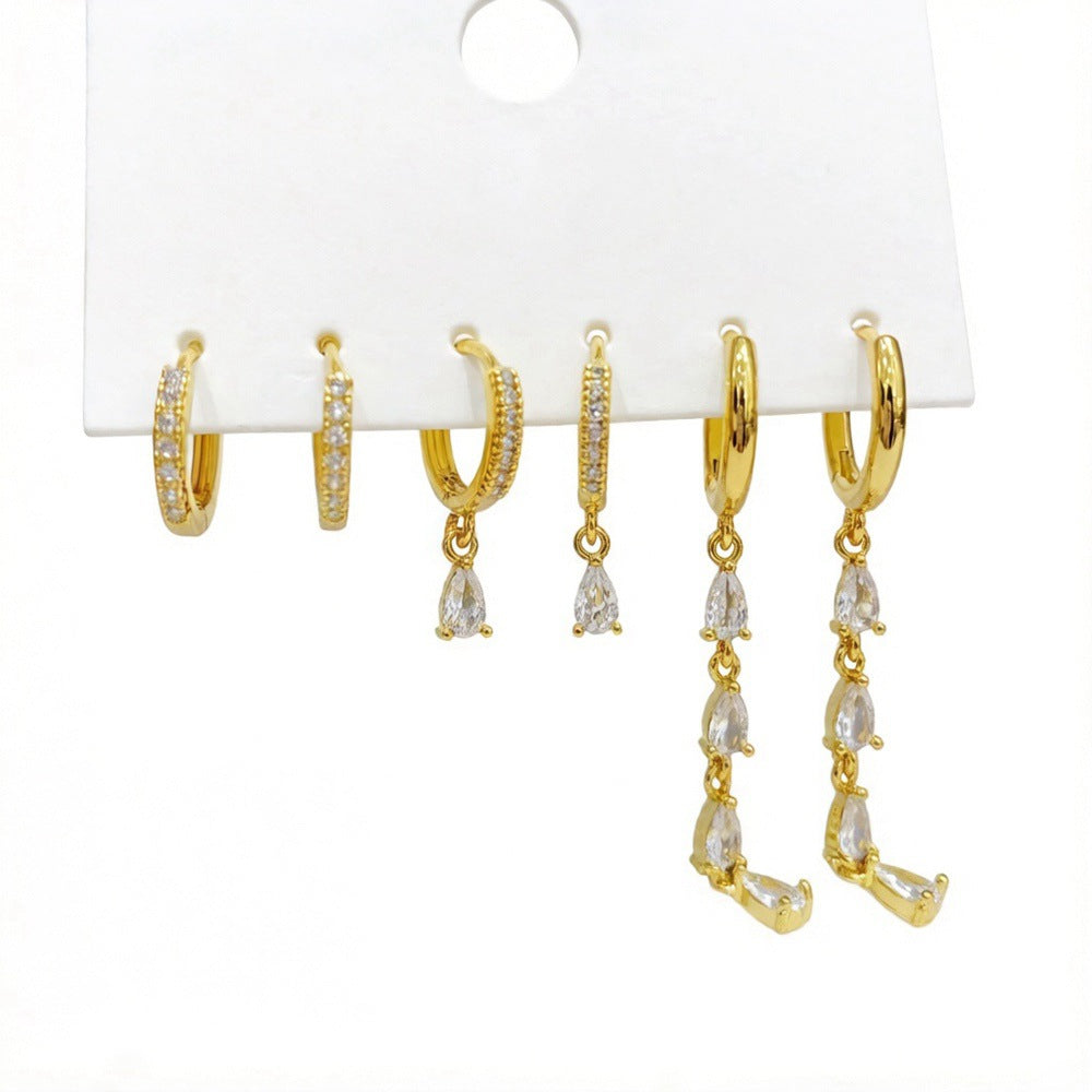 Ear Clip Three Pairs Copper Plated Real Earrings