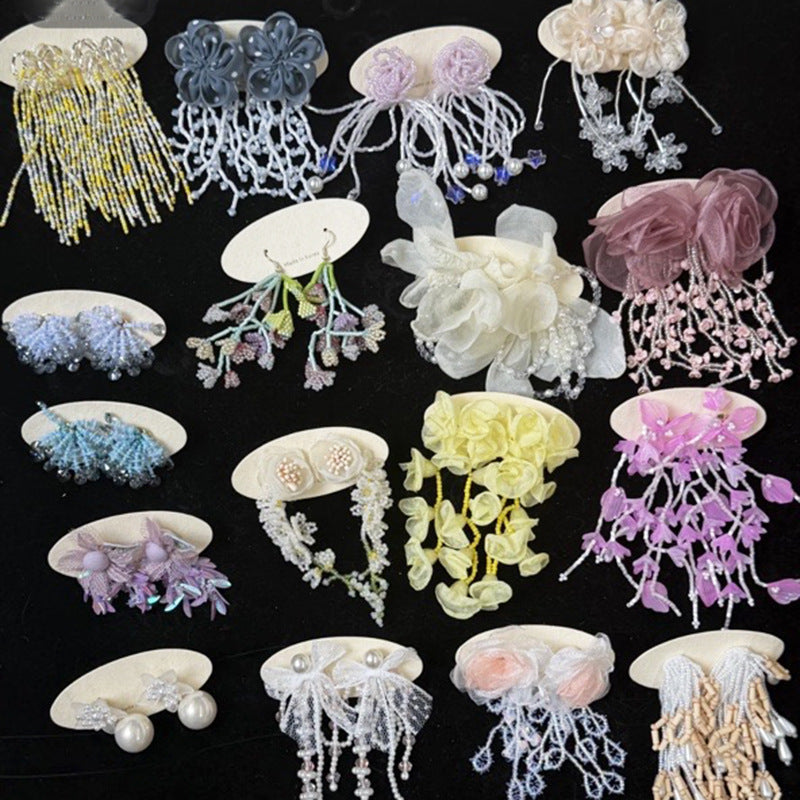 Women's Bead Flower Tassel Light Luxury High-grade Vacation Style Earrings