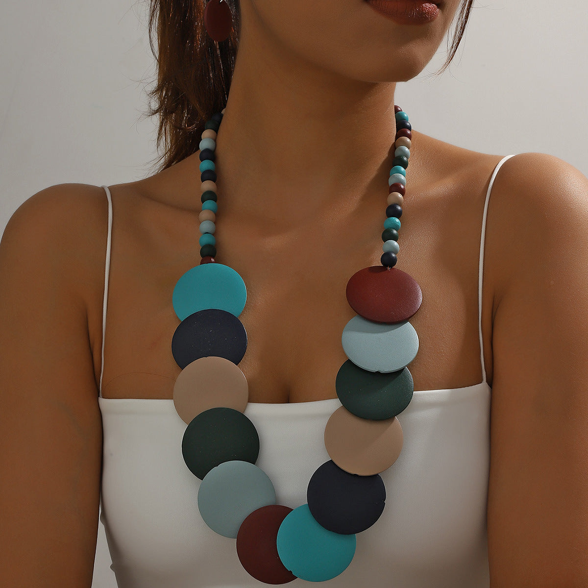 Women's Big Round Slice Beaded Bohemian Ethnic Jewelry Set