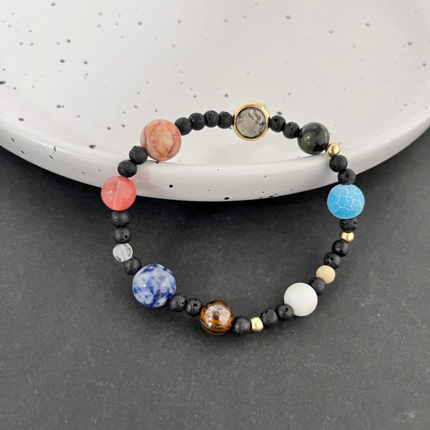 Women's & Men's Colorful Volcanic Rock Woven String Beads Crafts Bracelet