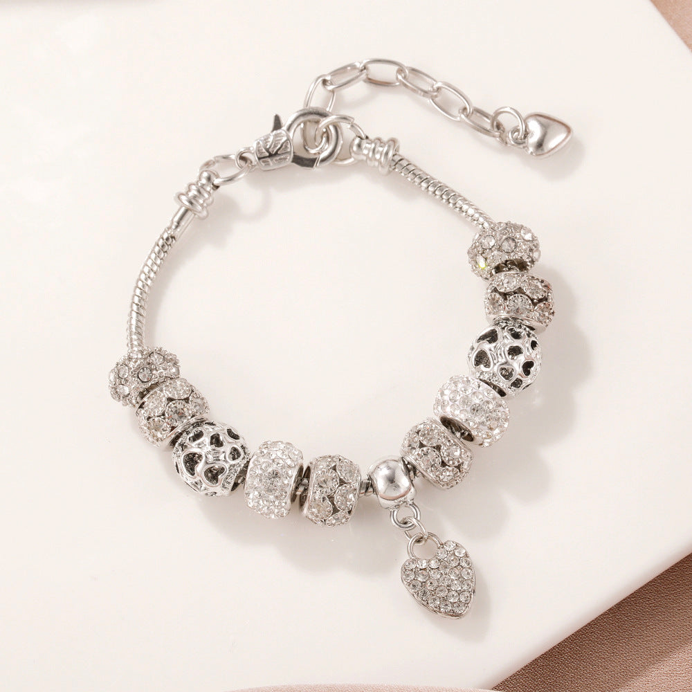 Premium Heart Metal Bead White Beads Bracelets