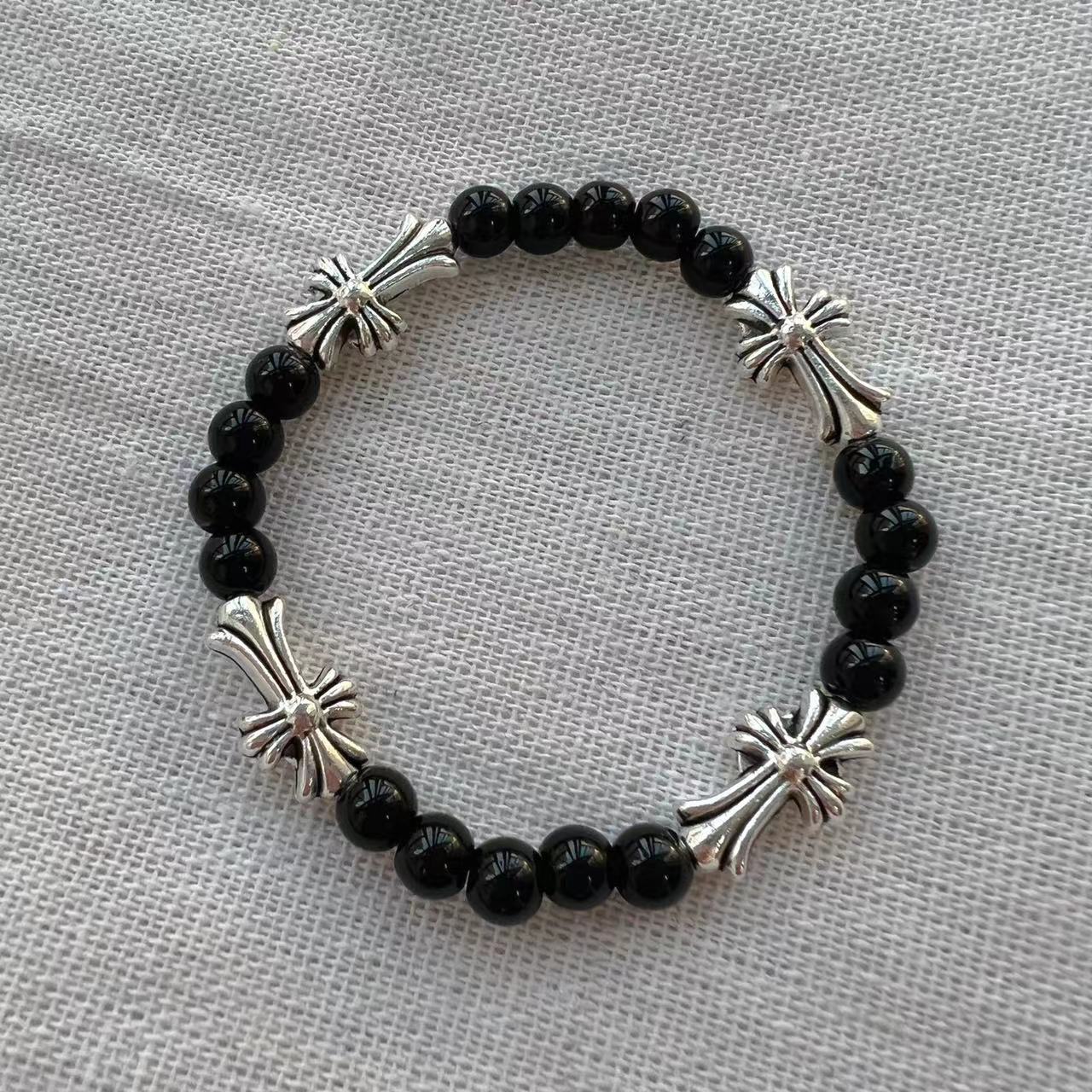 Simple Personality Cross Sweet Cool Temperament Cold Neutral Couple Black Bracelet