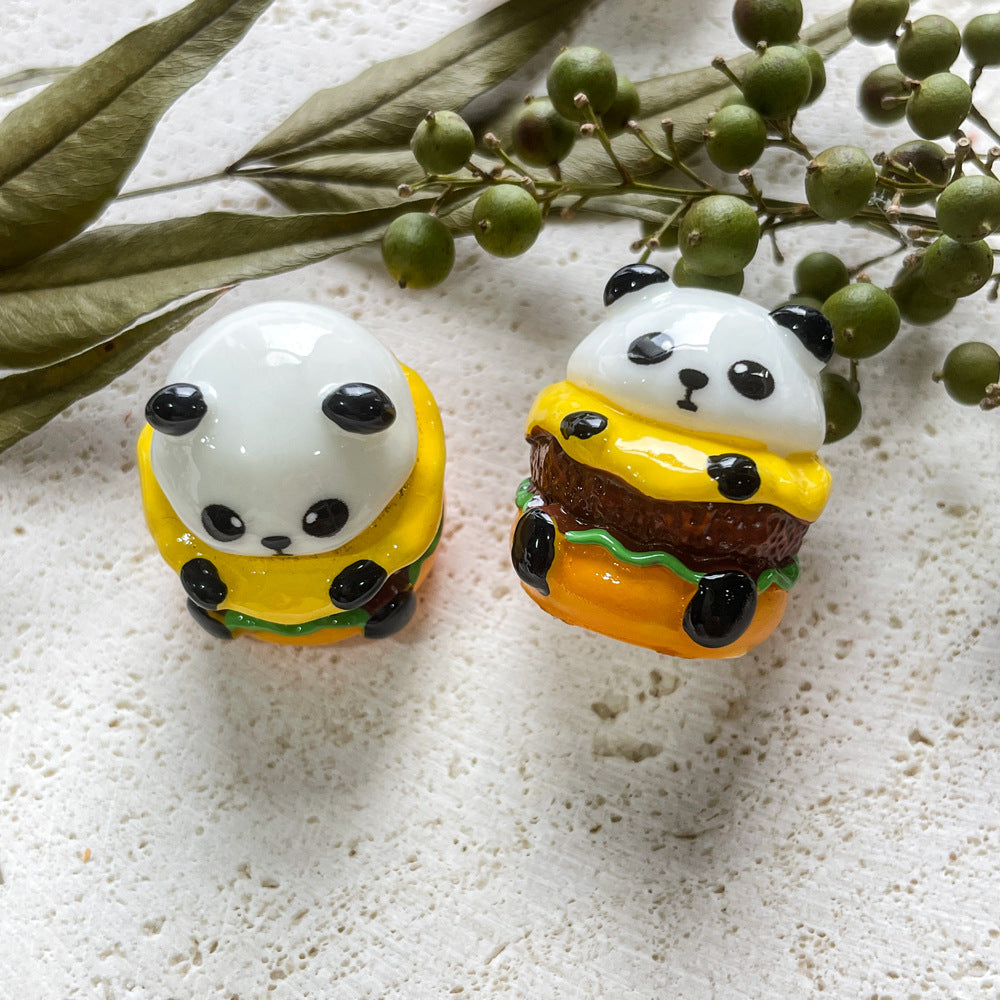 Toy Panda Hamburger Cat Head Pizza Resin Jewelry Accessories