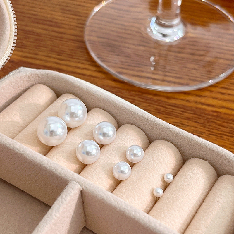 Women's Size Imitation Pearl Geometric Sier Fashion Commuter Elegant Senior Special Stud Earrings