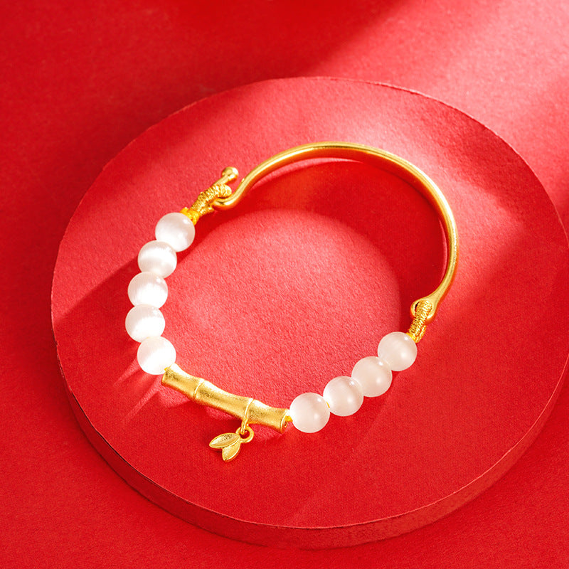 Women's Chinese Style Bamboo Joint Placer Gold Bracelets