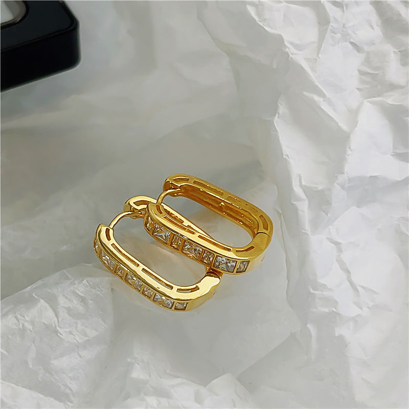 Women's Zircon Simple U-shaped Design Sense Ear Earrings