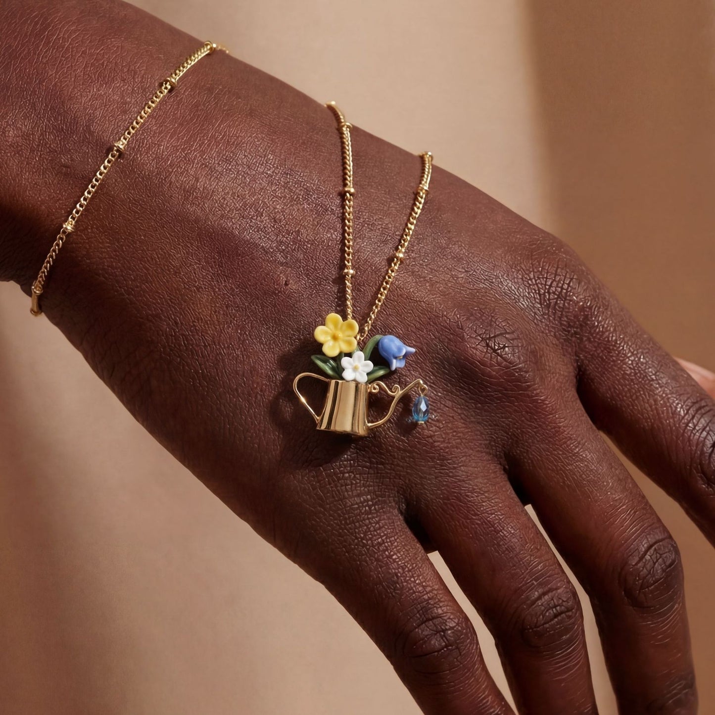 Spring Atmosphere Flower Fresh Pastoral Pot Shape Blue Minority Necklaces