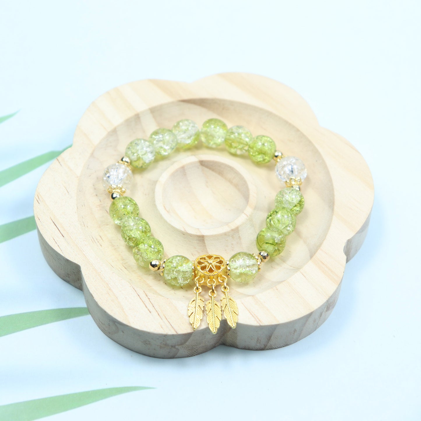 Gold Beaded Feather Glass Chipping Beads Bead Night Market Bracelets