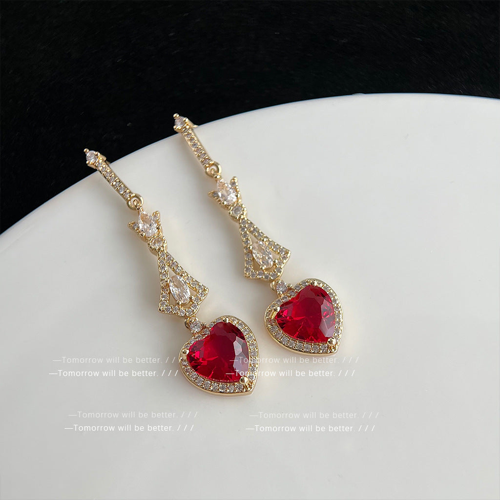 Gold Electroplated Colored Gems Zircon Design Earrings