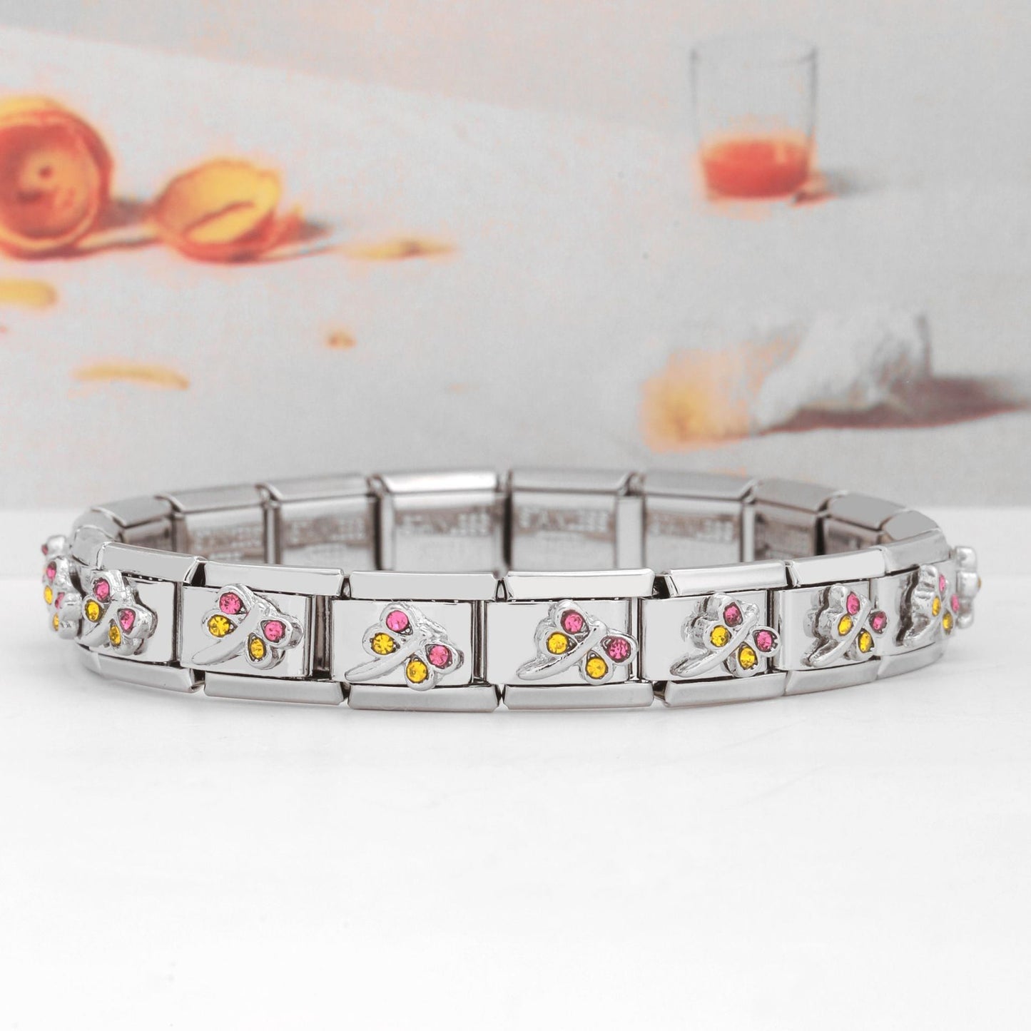 Butterfly Dragonfly Crown Gem Stainless Steel Elastic Bracelets