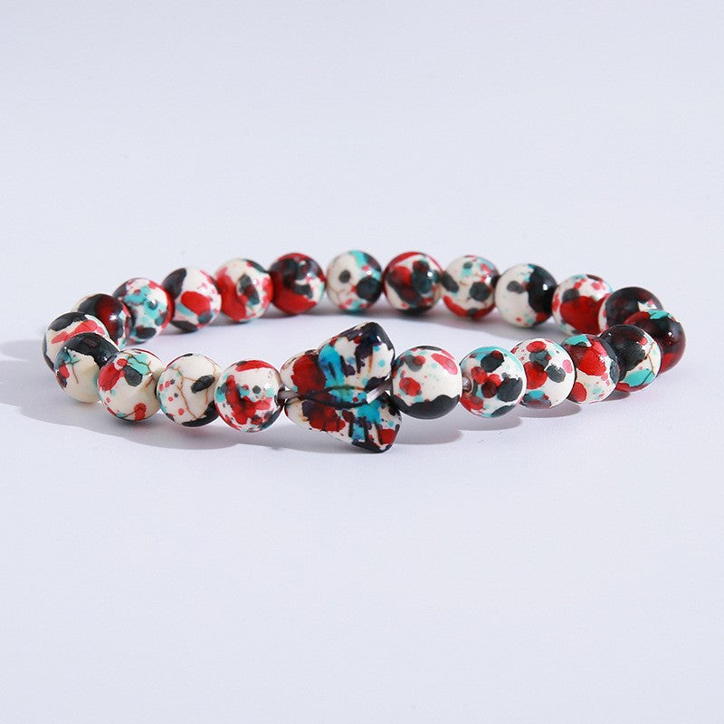 Women's Hand Cross Color Wooden Bead Beaded Bracelet