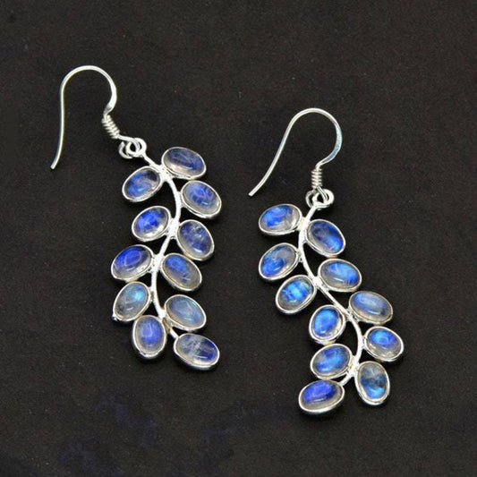 Inlaid With White Cat's Eye Gem Earrings