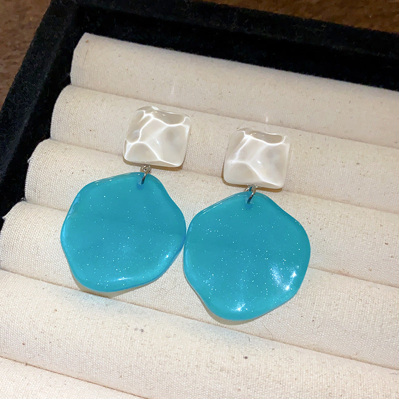 Blue Crystal Butterfly Flower Fashion Simple Fresh Light Luxury High Earrings