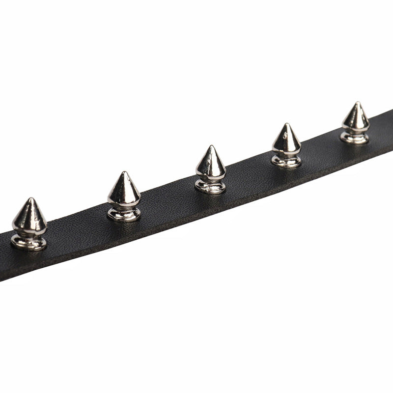 Punk Dark Pointed Rivet Leather Personalized Collar