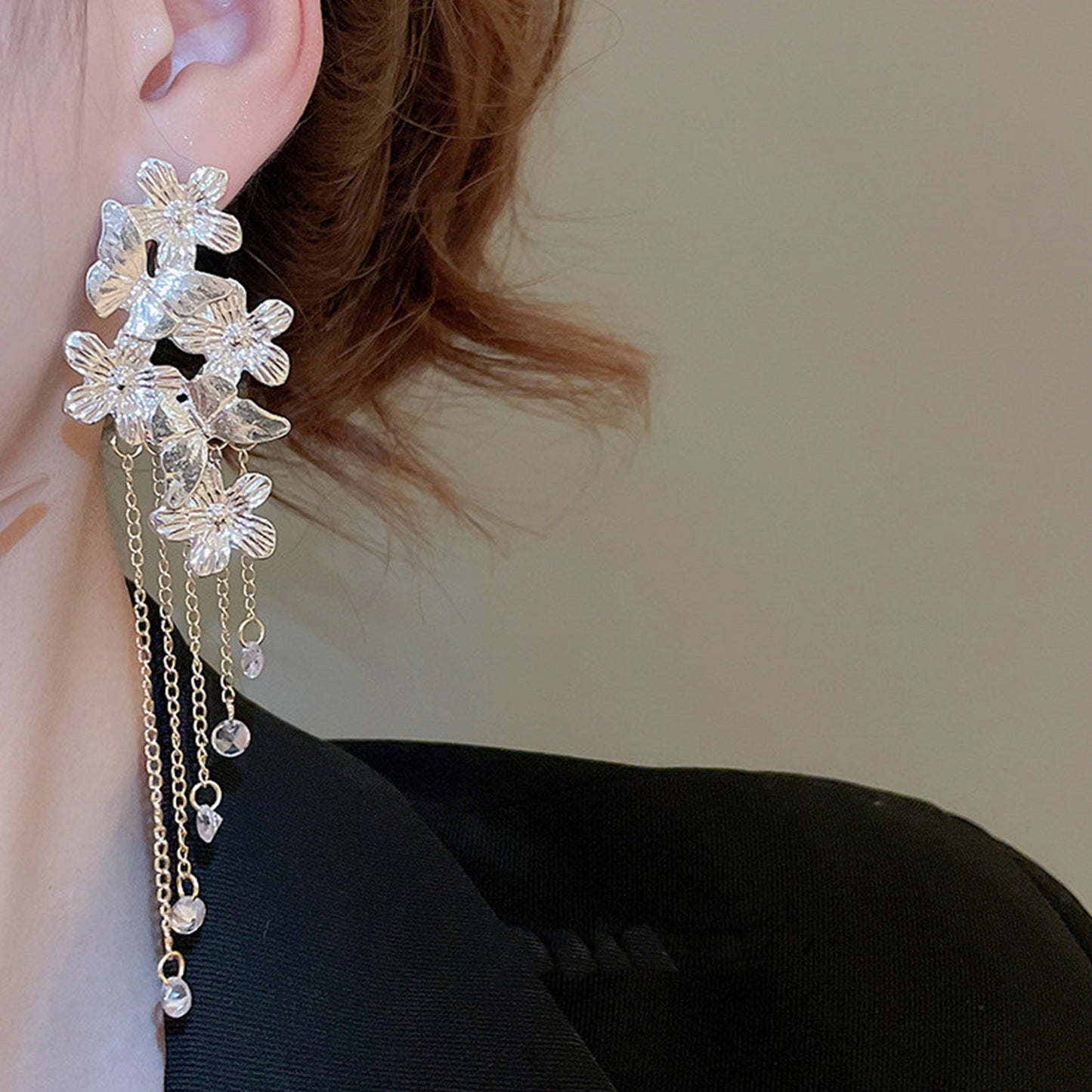 French Butterfly Flower Chain Tassel Crystal Palace Style Pendants