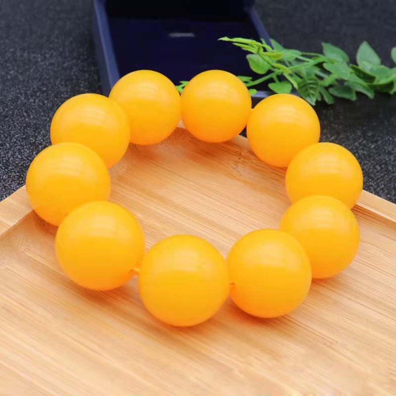 Women's & Men's Style Single Circle Yellow Chicken Grease Old Buddha Beads Live Bracelet