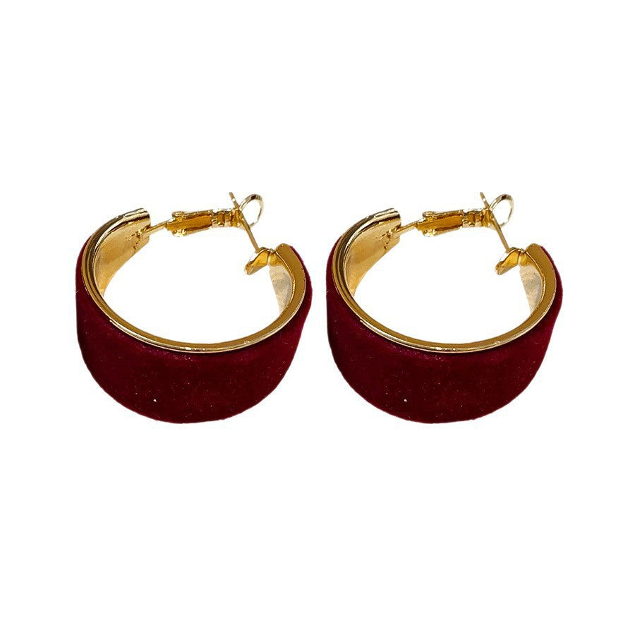 Sier Needle Flocking Round Red Simple Fashion Earrings