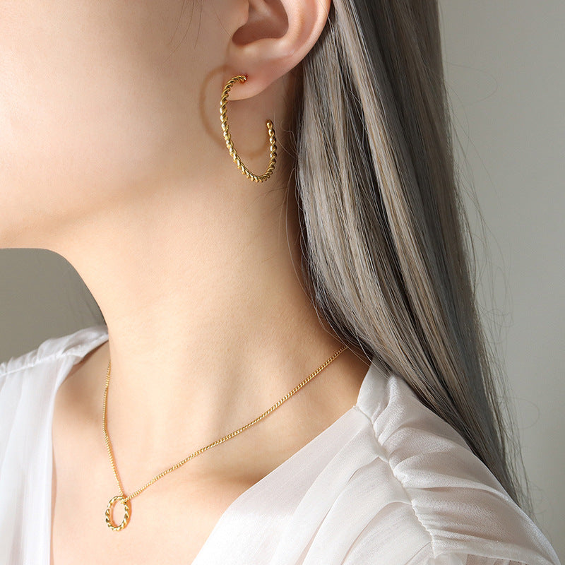 Titanium Steel Gold-plated Braided Cold Wind Rings
