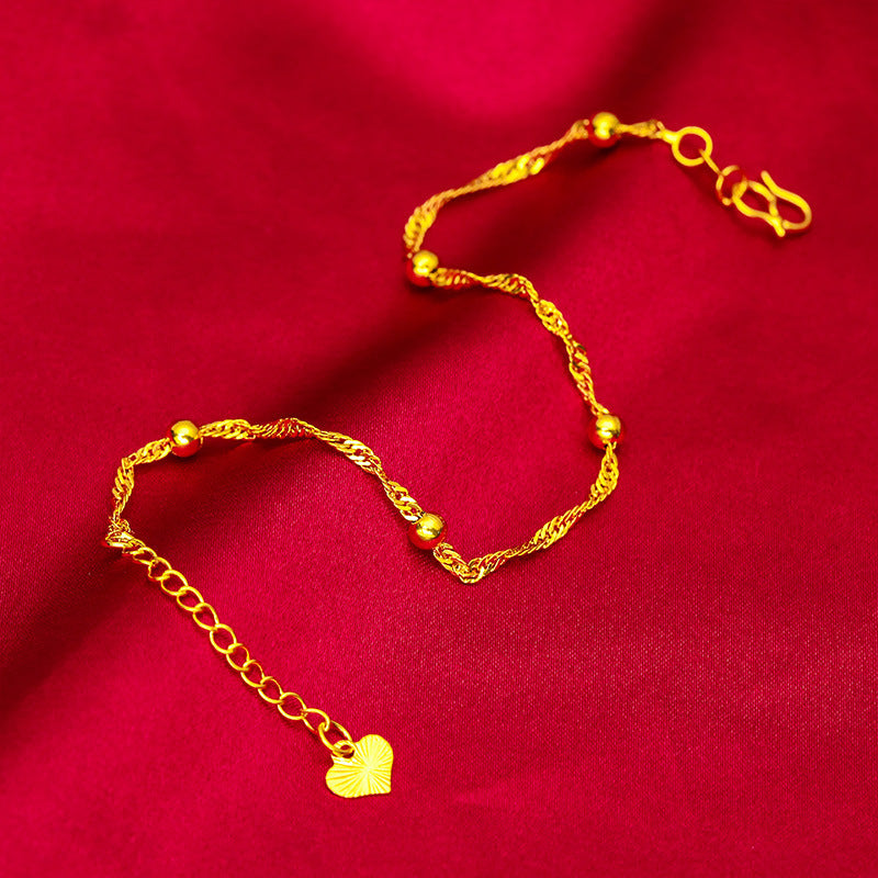 Women's Placer Gold Lucky Beads Water Ripple Bag Bead Live Broadcast Bracelet