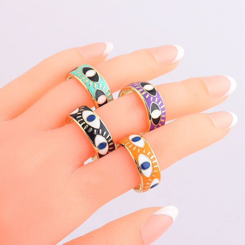 Female Devil's Eye Gold Plated Drop Rings