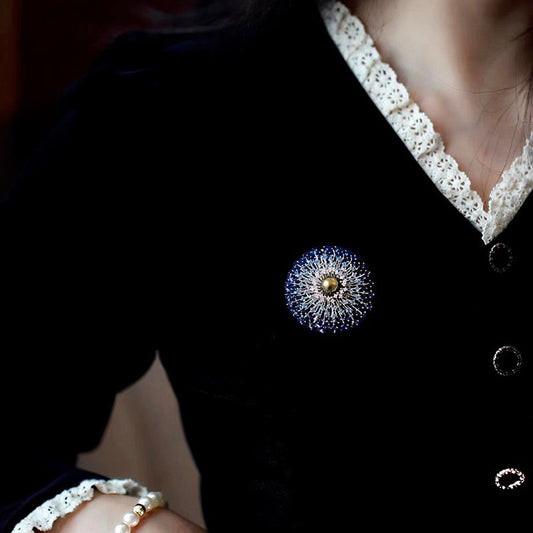 Bright Gradient Blue Fireworks Brooch Micro Inlaid Brooches