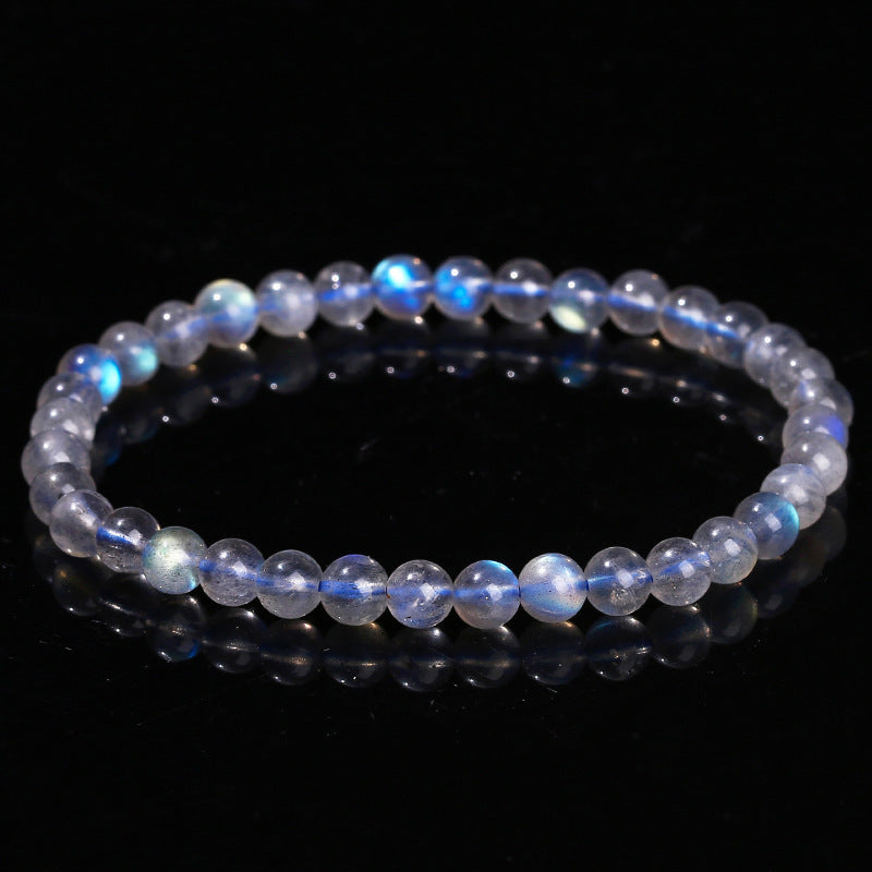 Women's Gray Moonstone Single Blue Moon Labradorite Round Bracelets
