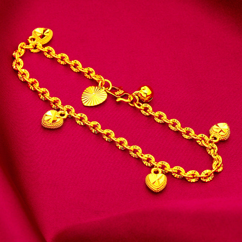 Casual Pretty Vietnam Placer Gold Heart Bracelets