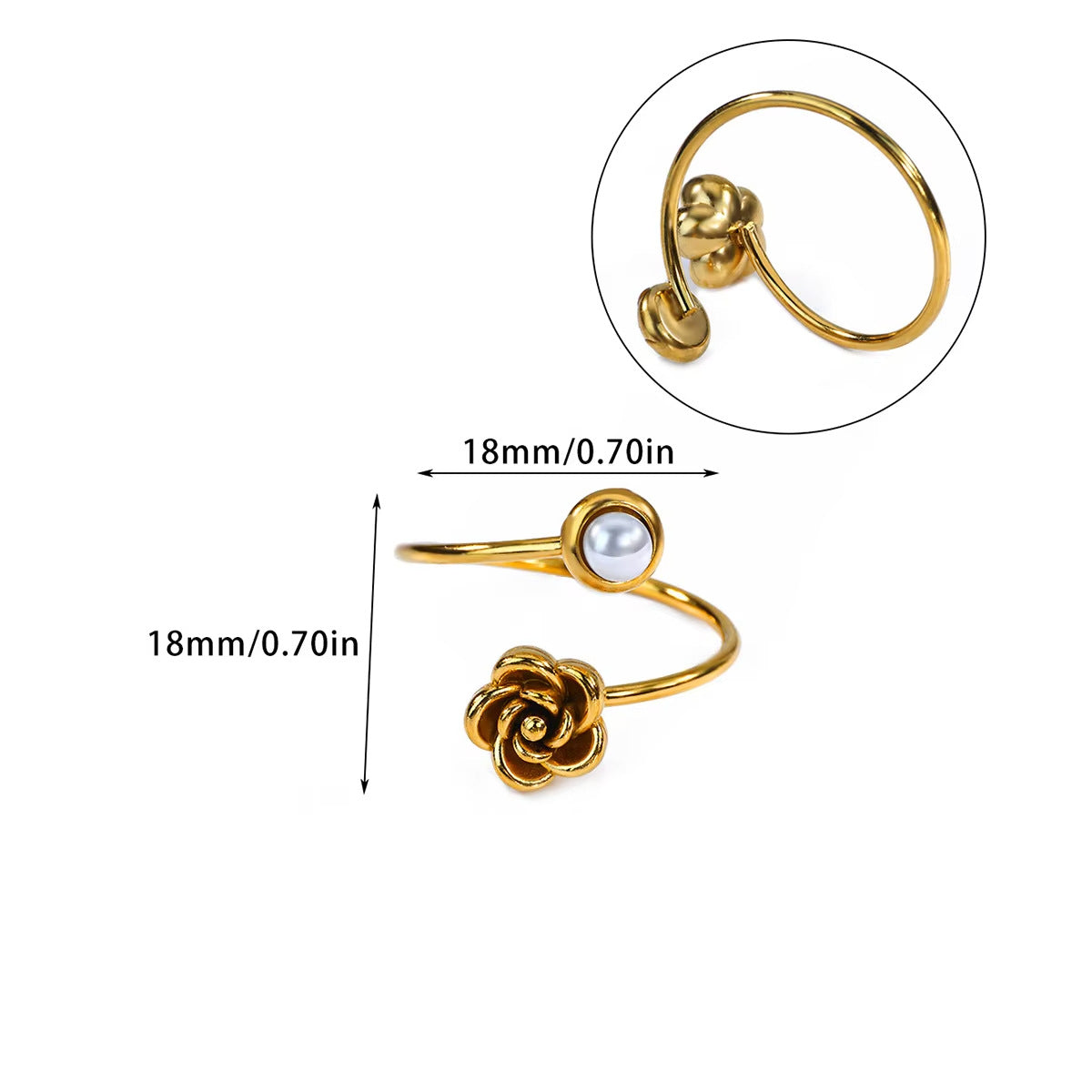 Simple Rose Series Stainless Steel Gold Plated Ring