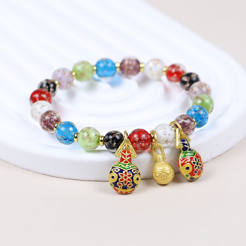 Female Fragrant Gray Colored Glaze Chinese Style Bracelet