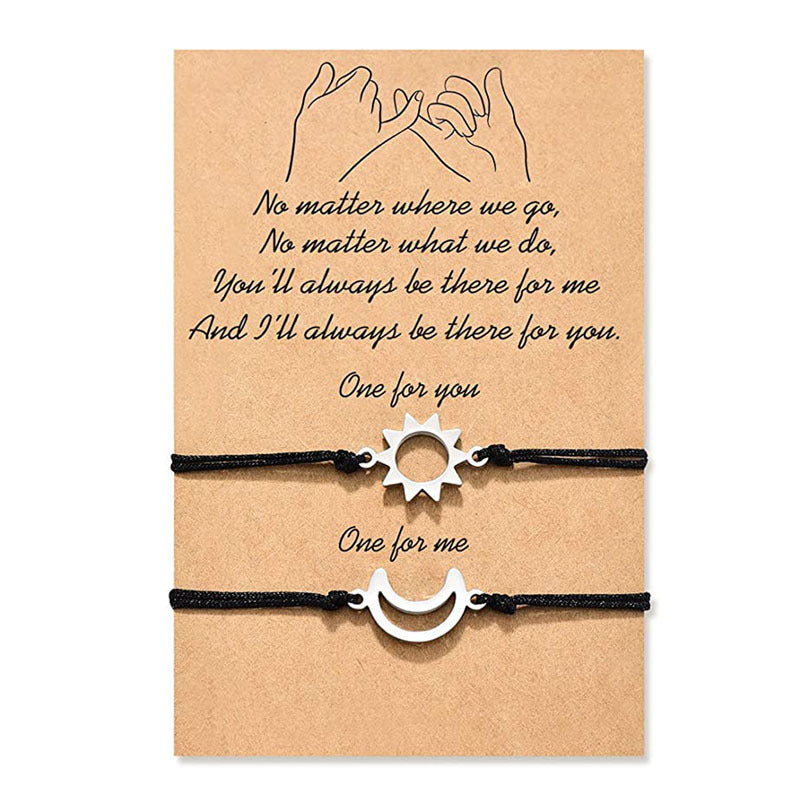 Alloy Moon Sun Woven Wrist String Couple Bracelet