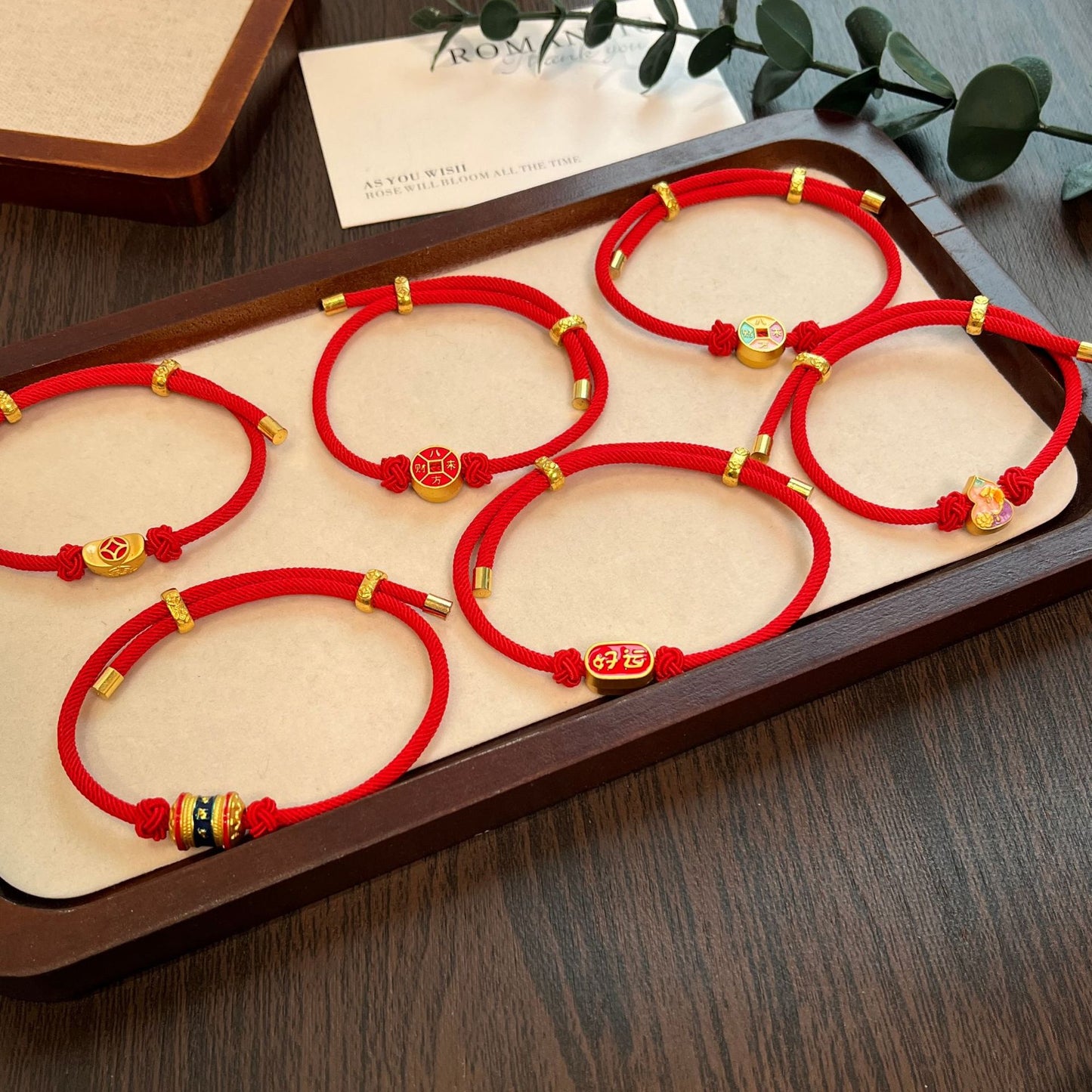 Red Rope Female Life Lucky Beads Alluvial Gold Woven Hand Bracelets