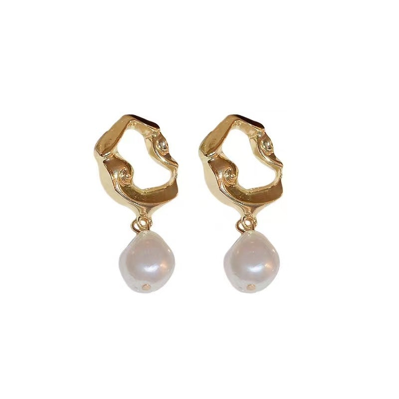 Retro Affordable Luxury Irregular Pearl Eardrops High Sense Earrings