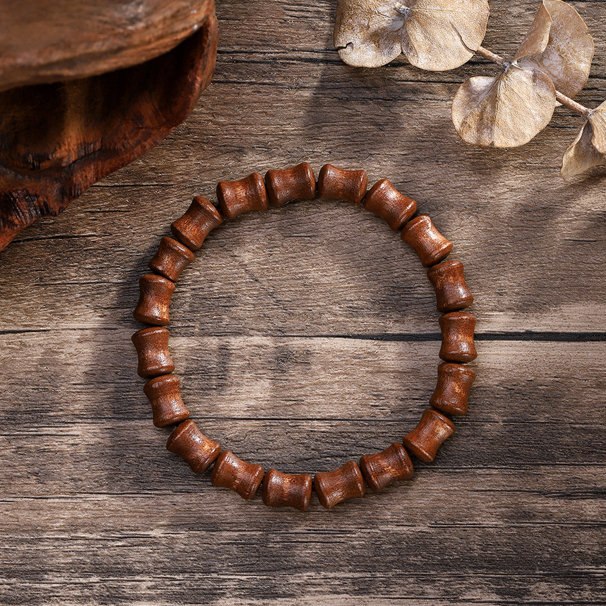 Bamboo Ebony Pear Rosewood Single Unisex Wooden Bead Retro Easy Bracelet