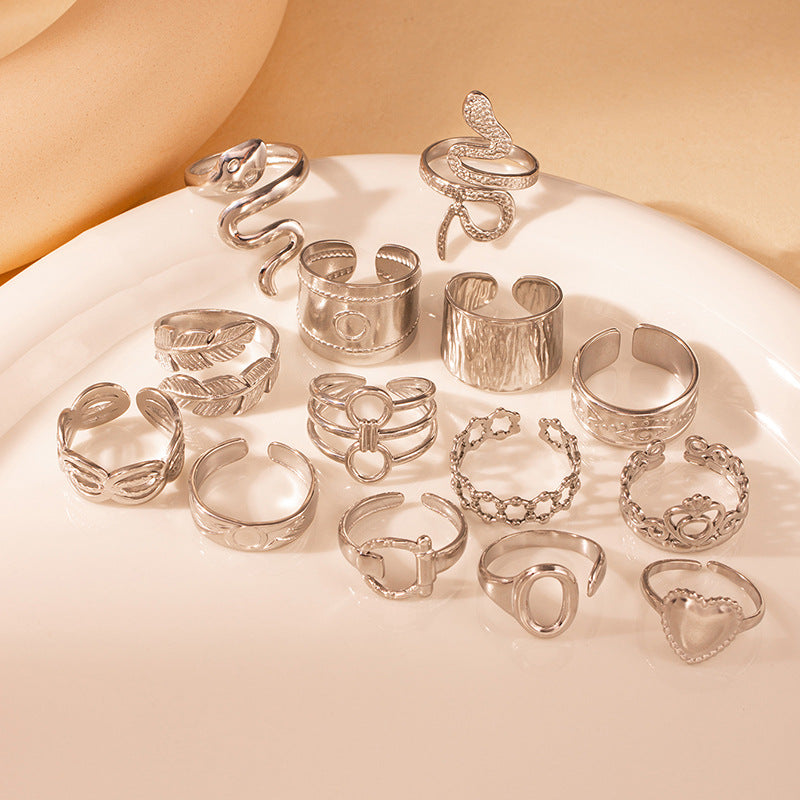 Steel Fashion Snake Simple Little Finger Rings