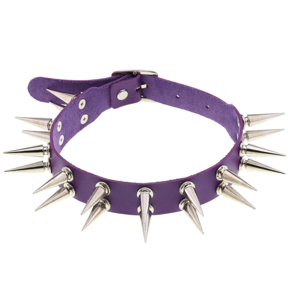 Creative Double Row Rivet Pointed Nail Collar