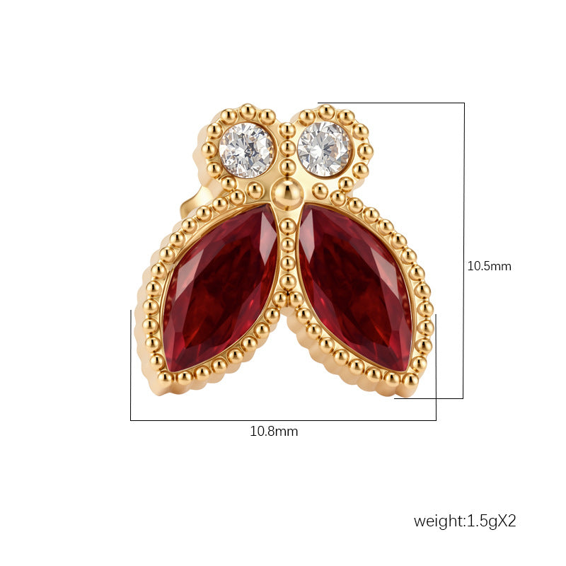 Women's Elegant Fashion Butterfly Inlaid Zircon Stainless Steel Gold Plated Pendants
