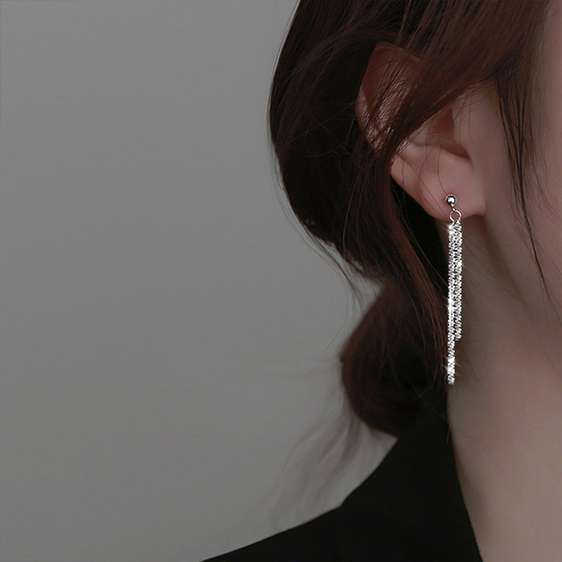 Women's Sky Fashionable Face Slimming Long Korean Style Elegant Flash Earrings