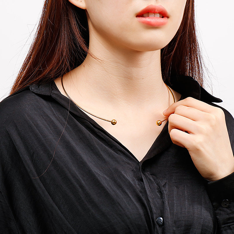 Women's Shaped Titanium Steel Simple Stylish Opening Collar