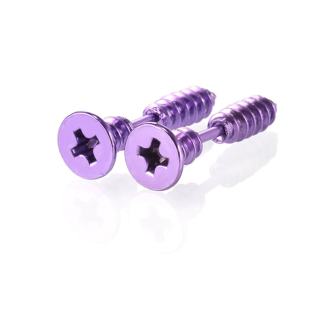 Screw Personality Double-sided Front Rear Ear Clip Same Stud Earrings