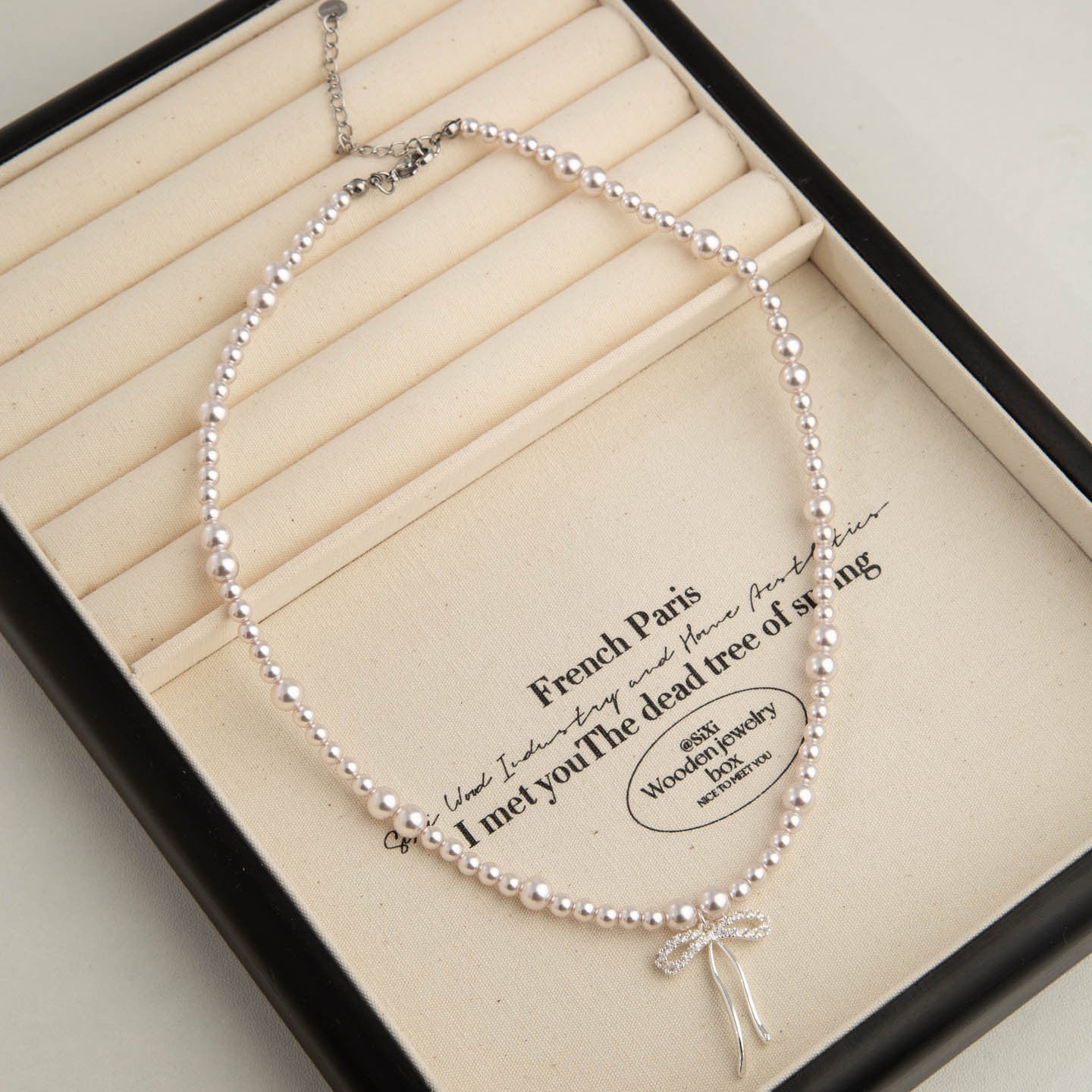 Bow Tassel Pearl Female Light Luxury Minority High Sense Temperament Necklace